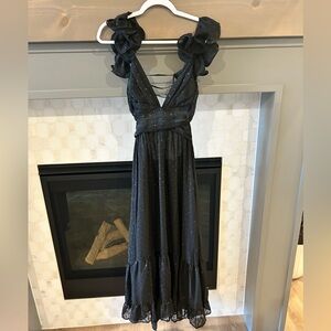 Elegant Black Ruffled Women's Dress